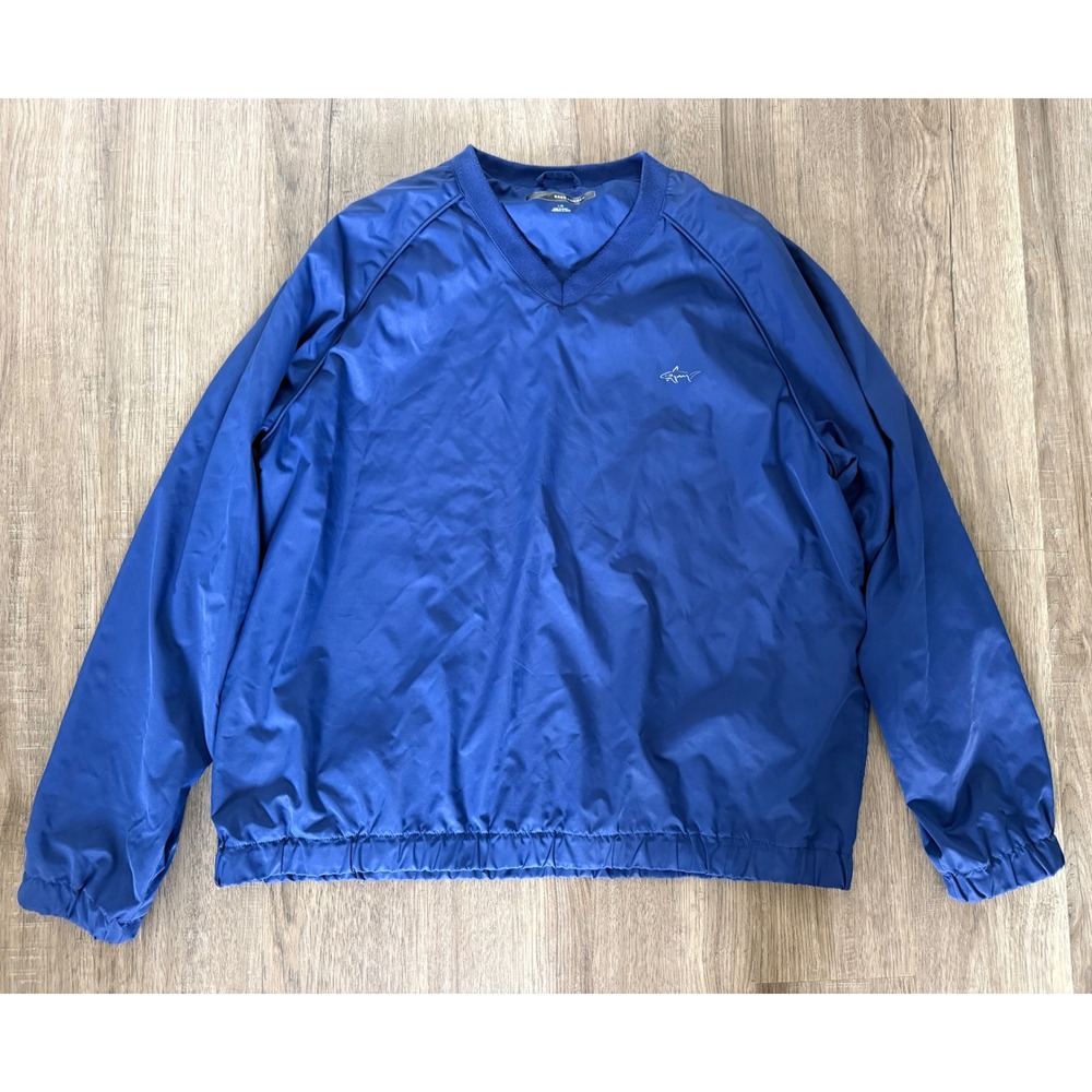 Greg Norman Men's L Blue V-Neck Golf Wind Pullover Jacket Mesh Lined Lightweight